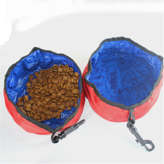 Foldable Travel Dog Bowls, Waterproof Portable Oxford Cloth Bowl with Closure, Food and Water 2 Bowls