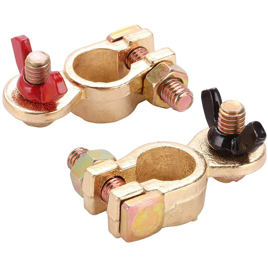 Battery Lug Battery Connector Solid Brass Automotive Battery Clamp with Coded Wing Nut