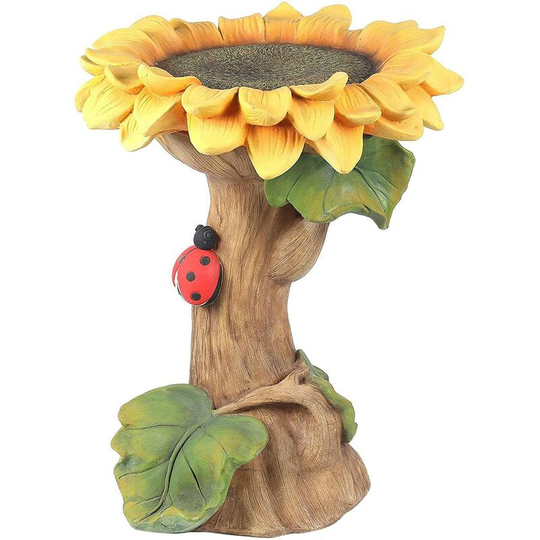 Wild Bird Feeder Handmade by Polyrésine Sunflower Bird Bathroom, Standing Sunflower Wild Bird Pickered Decor For Garden Decorations