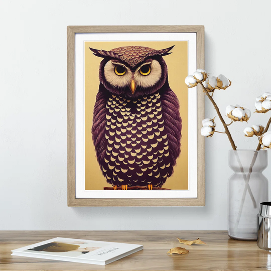 Perched Owl - Picture Frame Graphic Art