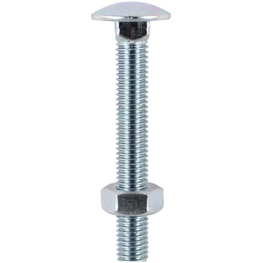 Timco - M6 x 40mm Carriage Bolt & Hex Nut - Box of 200 - Silver
