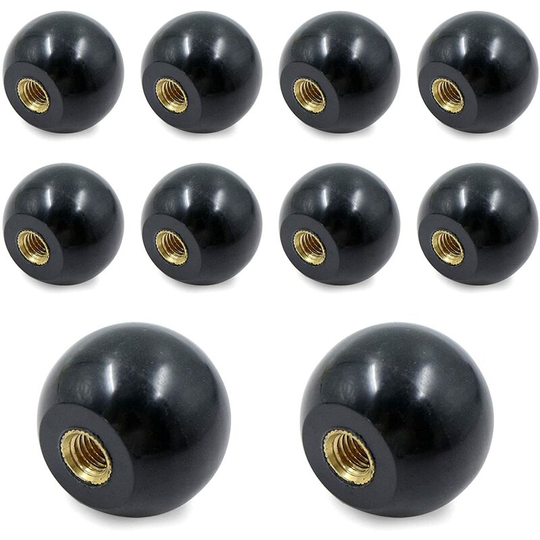 Ball Lever Knob - 10pcs M6*25mm Insulating Handle Black Bakelite Ball Knob Female Thread Round Copper Nut Universal Machine Accessories