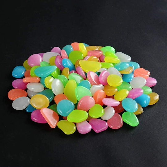 Litzee - 300pcs Glowing Pebbles Glow in the Dark Stones Rocks Green Luminous Cobblestones Gravel Decoration for Garden Pathway Yard Aquarium Fish Tank