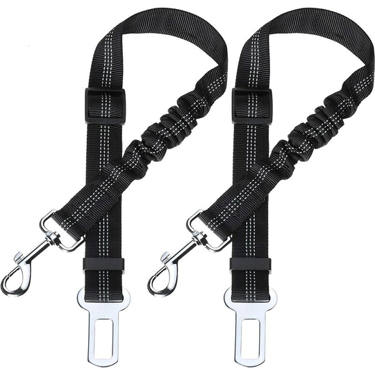 Litzee - Dog Seat Belt for Car- Safety Dog Car Harness with Elastic Shock Absorption and Strong Carabiner - Adjustable Dog Car Harness Dog