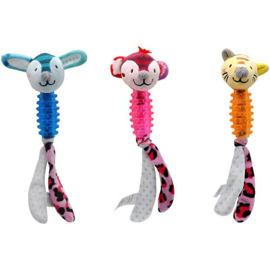 3Pcs Dog Puppy Chew Toys Cartoon Toy Pet Supplies Play Toy for Baby Dog Pet (1Pcs Blue 1Pcs Pink 1Pcs Yellow)