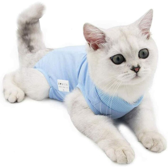 Denuotop - Cat Recovery Vest Anti-Lick Medical Kitten Jumpsuit Suitable for Belly Wounds or Skin Diseases Weaning and Post-Operative Protection (l,