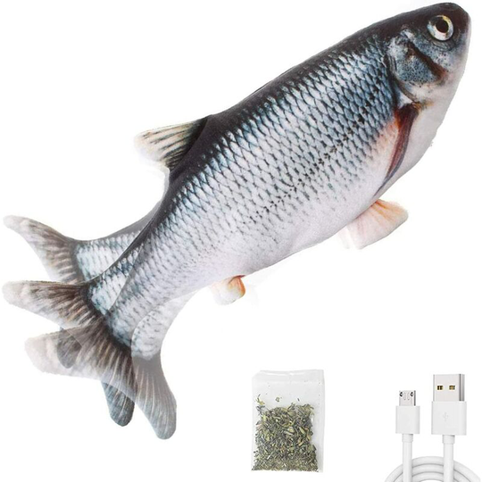Electric Flopping Fish 10.5', Moving Cat Kicker Fish Toy, Realistic Flopping Fish, Wiggle Fish Catnip Toys, Motion Kitten Toy, Plush Interactive Cat
