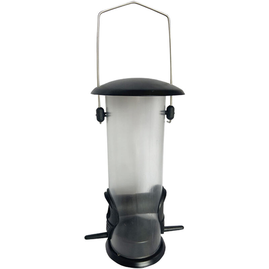 Bird Feeder Hanging Bird Feeder Tube Hanging Feeder 420ml with 2 Feeding Ports for Attracting Birds Outdoors Garden-White
