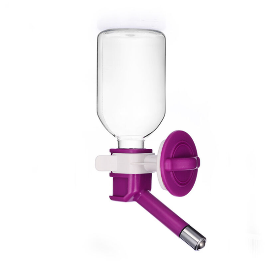 Pet Wall Mounted Drinker - Non Wet Hair Roller Drinking Water Bottle purple - Muff