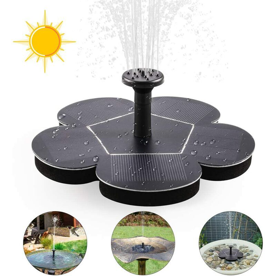 Bearsu - Solar Fountain Pump, Floating Solar Fountain with 4 Nozzles, Floating Fountain for Bird Baths, Ponds or Garden