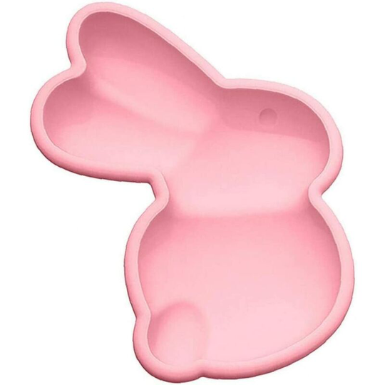 Cake Silicone Mold 3D Easter Surprise Egg Rabbit Shape Chocolate Silicone Mold diy Baking Tray Pastry Fondant Soap Cake Mold (Pink)