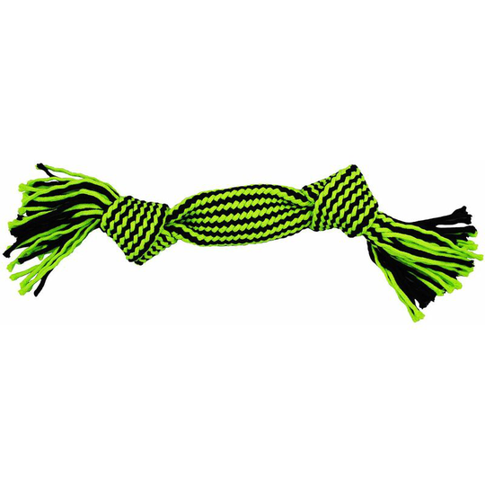Jolly Pets Knot-N-Chew Squeaker Rope 2 Knot - Small/Medium Green/Black 2 Knot