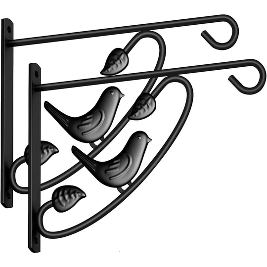 Sun Flowergb - 2 Pack 12 Inch Outdoor Plant Hanging Brackets, Hooks, Lanterns, Wall Planter, Heavy Duty Metal Flower Pot, Baskets, Bird Feeder,