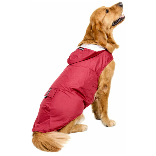 Large Reflective Dog Raincoat Hooded Super Waterproof Raincoat For Medium To Large Dogs, Red 6Xl