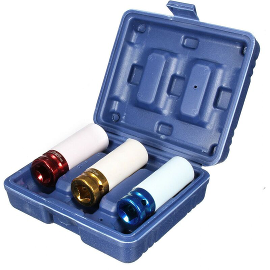 3pcs cr-mo 1/2' 17mm 19mm 21mm Alloy Nut Impact Wheel Socket Set Wall Base Deep Impact