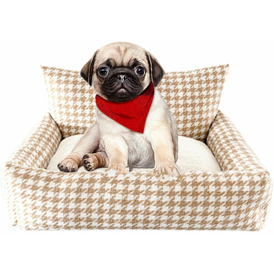 Kennel Plaid Pet Cuddler Bed Mattress Cat Litter Warm Pet Basket Supplies Puppy Cushion for Dogs Cats,model:Camel s