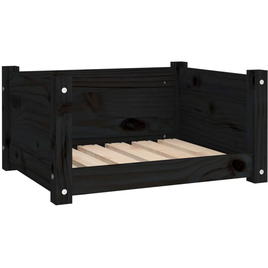 Dog Bed Black 55.5x45.5x28 cm Solid Pine Wood Vidaxl Black