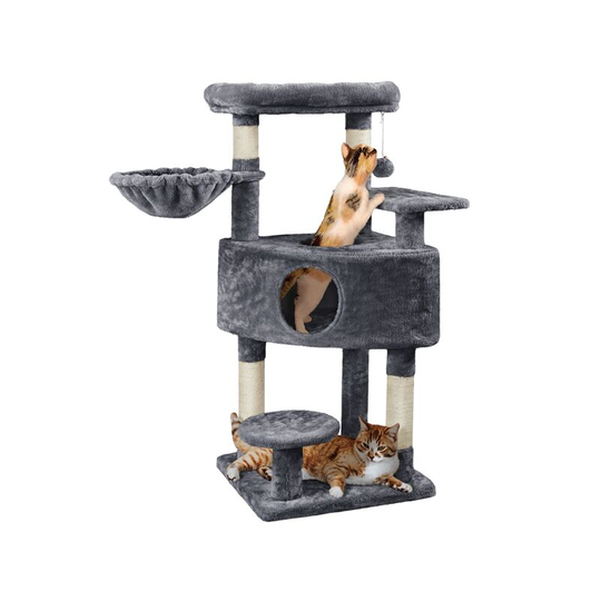46in Cat Tree Big Plush Cat Condo, Dark Grey - dark gray - Yaheetech
