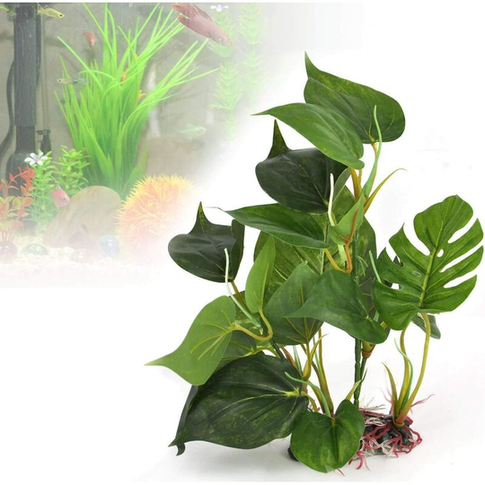 Artificial Aquatic Plastic Green Deco Aquarium Plant Leaves
