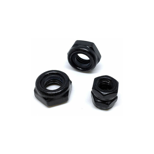 M8 x1.25mm Nylon Insert Hex Lock Nuts, Carbon Steel Black Zinc Plated, Pack of 50