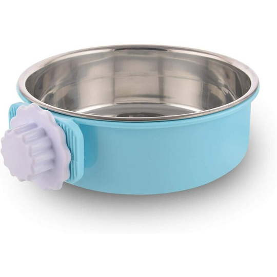 Denuotop - Dog Crate Removable Stainless Steel Bowl Hanging Pet Bowl Cage Small Water Bowl Feeder Dog Food Cats Rabbits Birdsgreen Pet Supplies Large