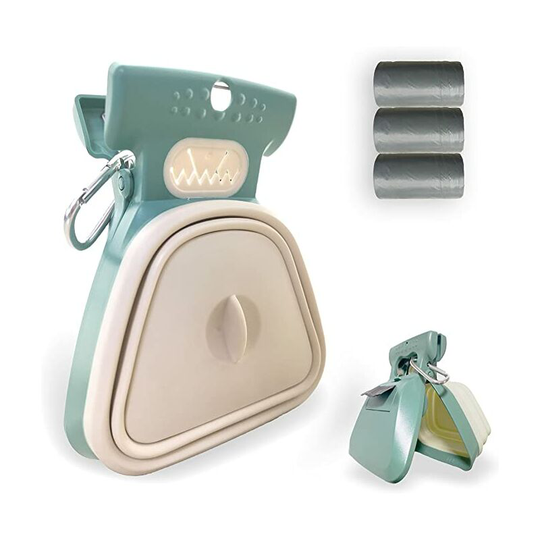 Poop Scoop, Portable Dog Poop Shovel, Hygienic Dog Poop Scoop, Heavy Duty Dog Poop Cleaner with Bag Dispenser, Dog Leash Clip and Poop Bag (Large,