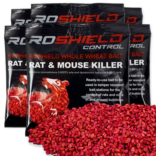 2.25kg Roshield Whole Wheat Bait Sachets - Rat & Mouse Killer Control (15 x 150g Packs)