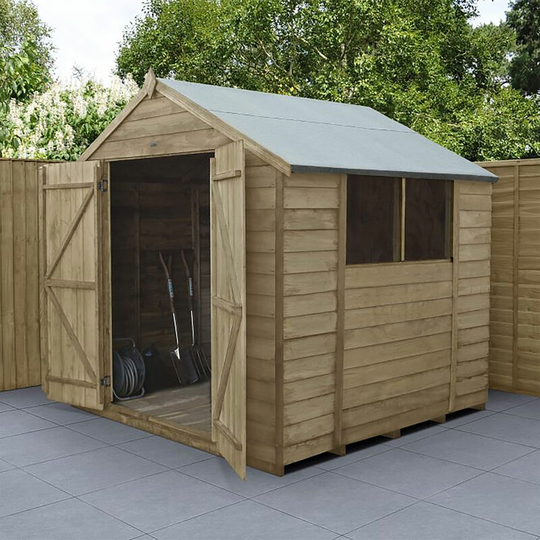 Apex Overlap Pressure Treated 7x7 Wooden Garden Shed - Forest