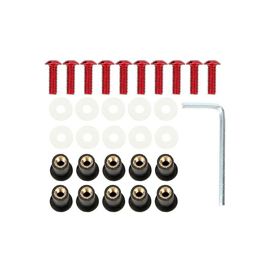 10Pcs/set Fairing Screen Fasterners M5 x 15mm Universal Motorbike Windshield Fasterner Kit Windscreen Nut Bolt Washer Screw,Red Thsinde
