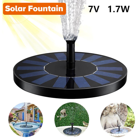 Solar Powered Water Pump 1.7W Solar Panel Water Fountain Bird Bath Small Pond Garden Decoration