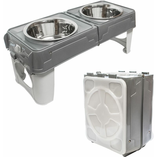 Portable Fold Away Pet Feeding Station - Grey - Grey - KCT