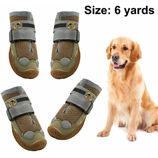 Waterproof Dog Shoes with Reflective Straps for Small Medium Dogs Outdoors Khaki Size 6