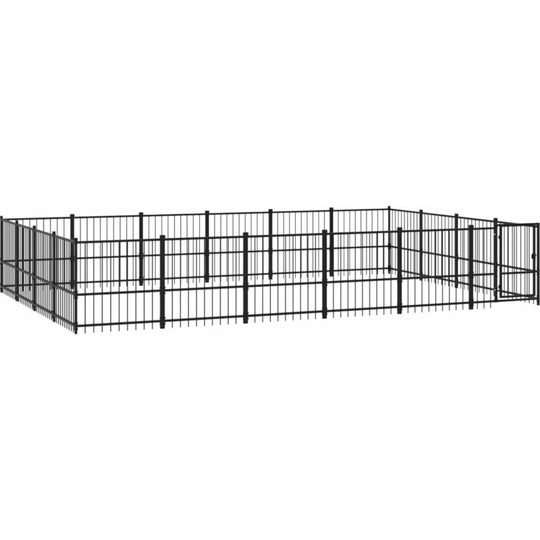 Outdoor Dog Kennel Steel 22.58 m² Vidaxl Black