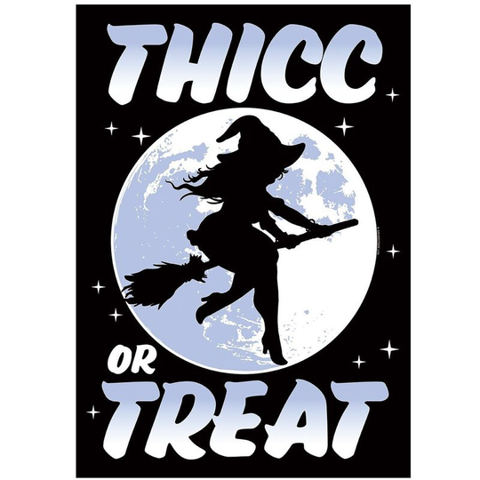 Grindstore Thicc Or Treat Halloween Poster (One Size) (Black/White/Blue) - Black/White/Blue