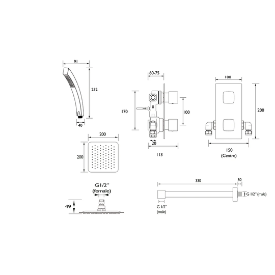 Cobalt Double Recessed Thermostatic Shower Valve