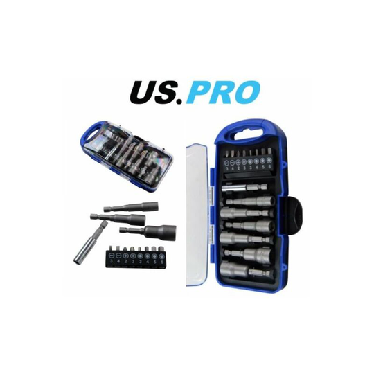 15 Piece Magnetic Nut Driver Socket & Bit Set 1/4' Hex Drive 1371 - Us Pro