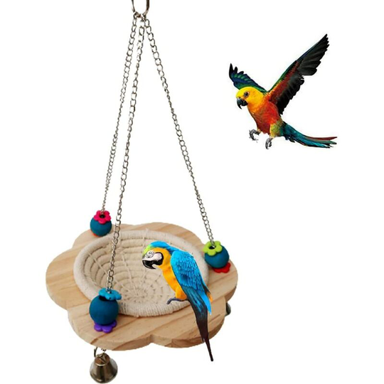 Bird Nest Toy Parrot Bird Nest Multifunctional Bird Nest Toy Parrot Nest Hanging Bird Toy Accessories with 3 Metal Bells for Small Medium Parrots