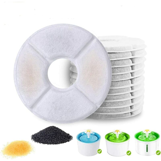 Aougo - Cat Water Fountain Filters for Flower Fountain, Pet Fountain Replacement Filter, Activated Carbon Replacement Filter, for 1.6L Flower