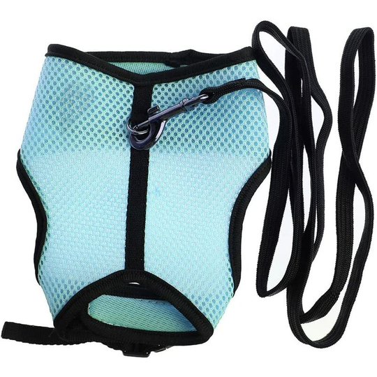 Hamster Rabbit Mesh Harness Leash Ferret Guinea Pig Small Animal Pet Walking - Sky Blue - m
