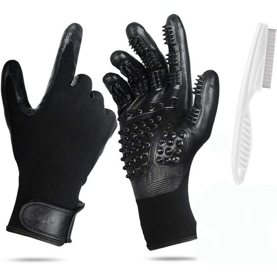 2 Pack Professional Grooming Gloves for Horses, Dogs, Cats, Grooming and Changing Fur + 1