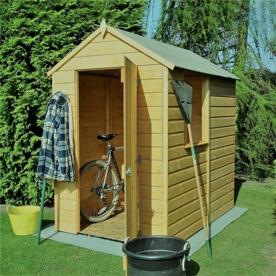 6 x 4 (1.82m x 1.2m) - Pressure Treated Tongue And Groove - Apex Garden Shed / Workshop - 1 Window - Single Door - 11mm Solid Osb Floor