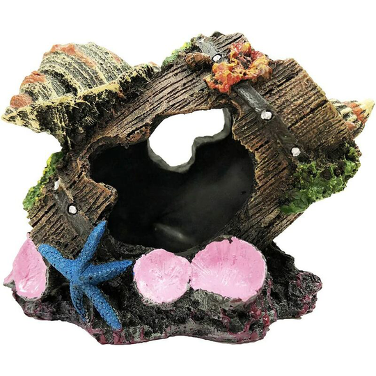 Perle Raregb - Aquarium Barrel with Conch Decorations, Aquarium Barrel Caves Stash Ornament