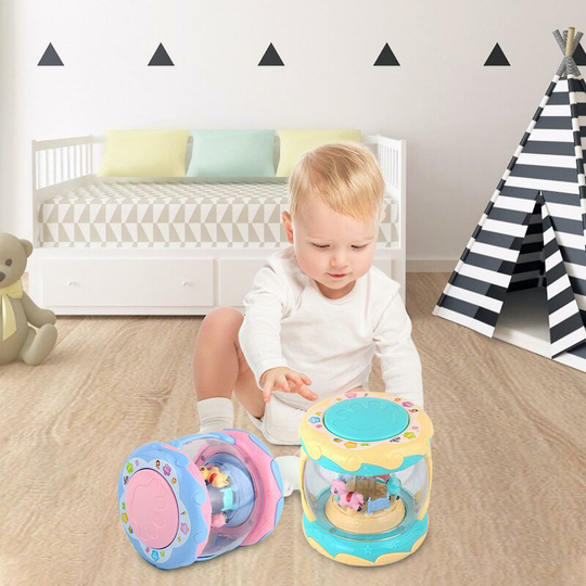 FlkwoH Infant Toy Carousel Hand Drum Light Music Early Education Children's Toy