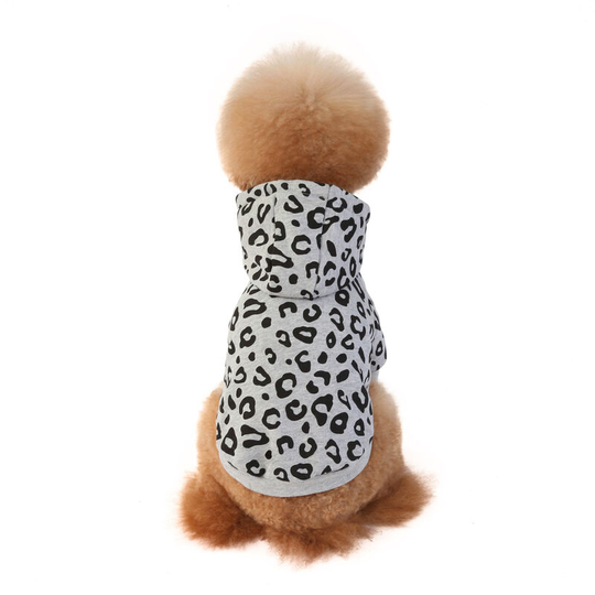 Pet Sweatshirt fashion leopard print terry sweatshirt two colors available hooded pit bull teddy dog clothes m (chest 45', neck 30' back length 26,