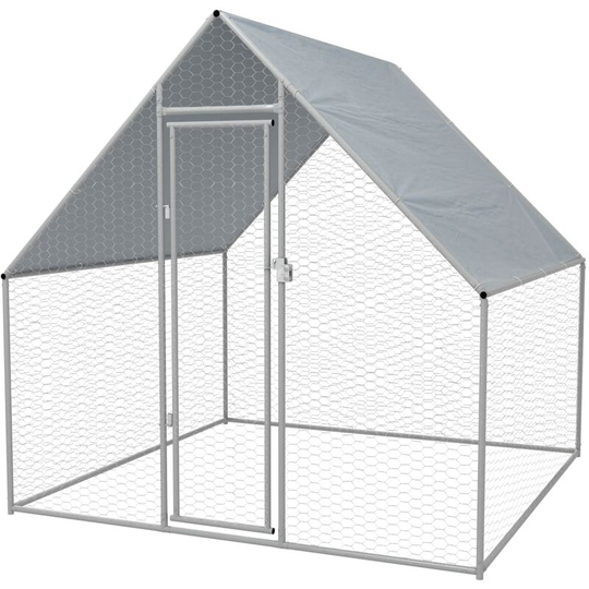 Lifcausal - Outdoor Chicken Cage 2x2x1.92 m Galvanised Steel