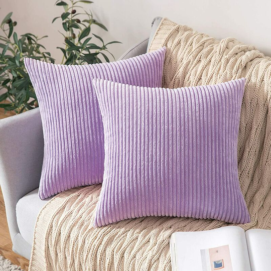 Decorative Velvet Cushion Cover Soft Pillow Case Sofa Living Room Couch Set of 2 45x45cm Purple