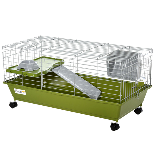 PawHut Small Animal Cage for Chinchilla & Guinea Pig w/ Platform - Green