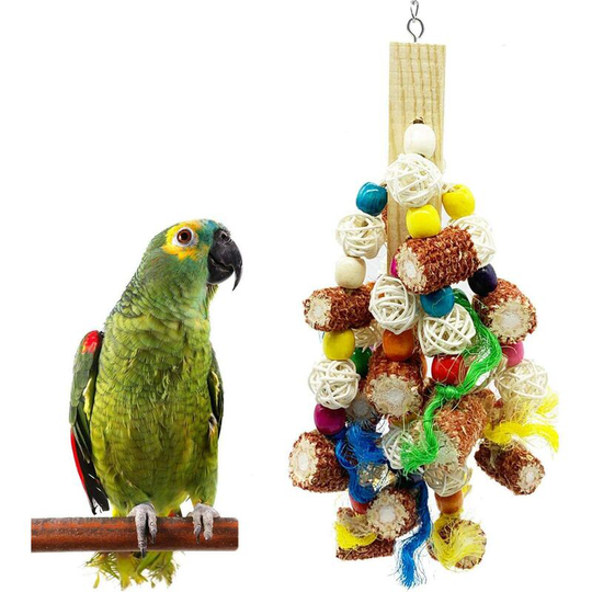 Bearsu - Bird Block Knots Tearing Toy Natural Corn cob Parrot Chewing Toy Suggested for Cockatoo Macaws, Parakeets, Conures, African Gray Parrots