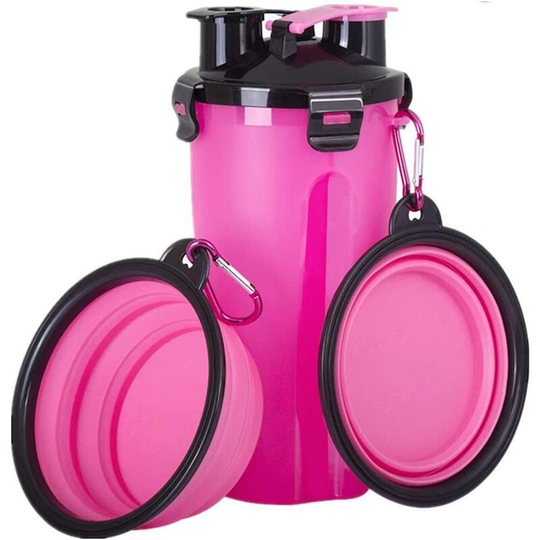 Dog Food And Water Dispenser, Pet Shop Water Dispensers Pink Single Cup + Double Bowl