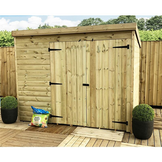 8 x 8 Windowless Pressure Treated Tongue And Groove Pent Shed With Double Doors